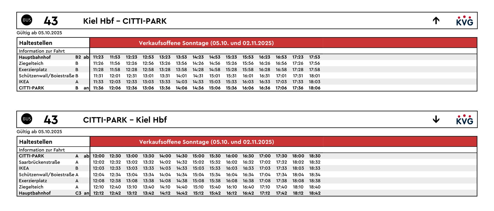Zusatzverkehr am 5.10.2025 Zusatzverkehr am 5.10.2025